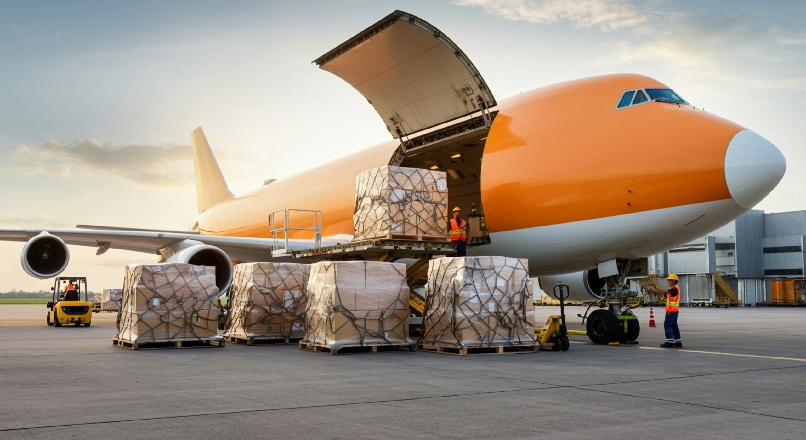 Air cargo being loaded onto an aircraft